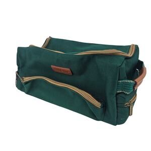 Brookstone Golf Shoe Caddy Pouch Bag Forest Green Zip Closure Preppy